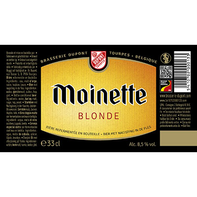 5410702000133 Moinette Blonde - 33cl Bier met nagisting in de fles Sticker Front